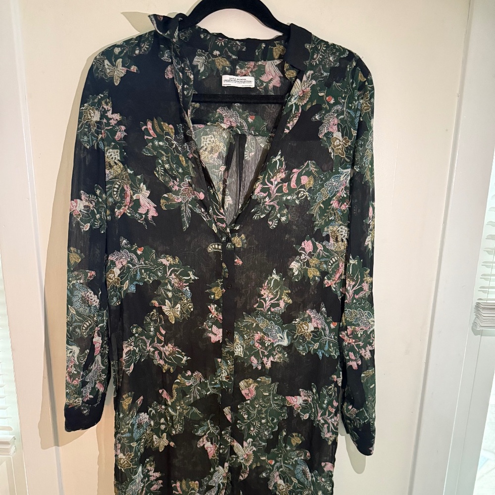 Zara Black Floral Tulle Dress